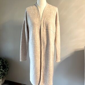 GENTLEFAWN Oversized open front longline duster sweater cardigan Heather beige S